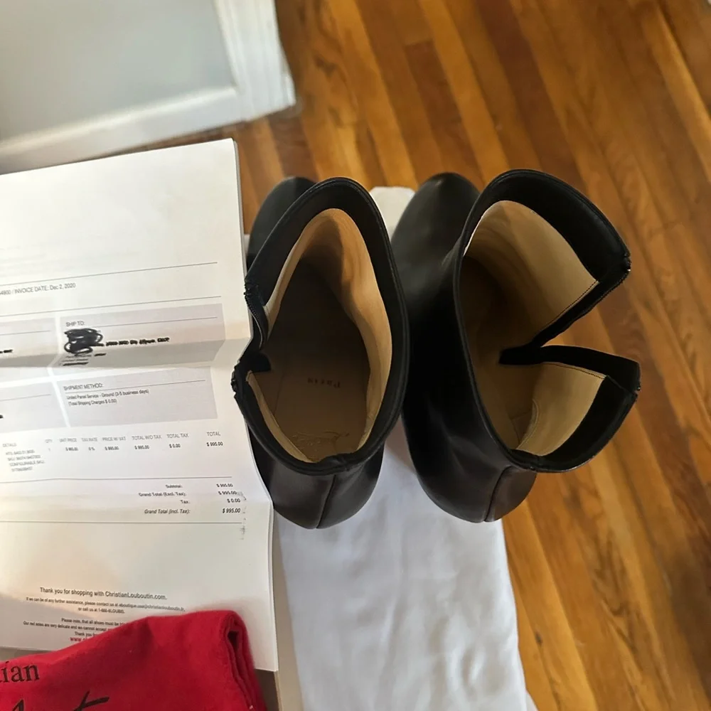 Christian Louboutin Black Leather Heeled Boots size 41 - Picture 7 of 14